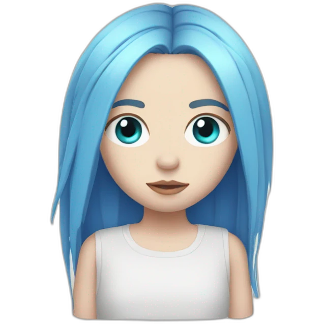 Billie Eilish with blue eyes emoji