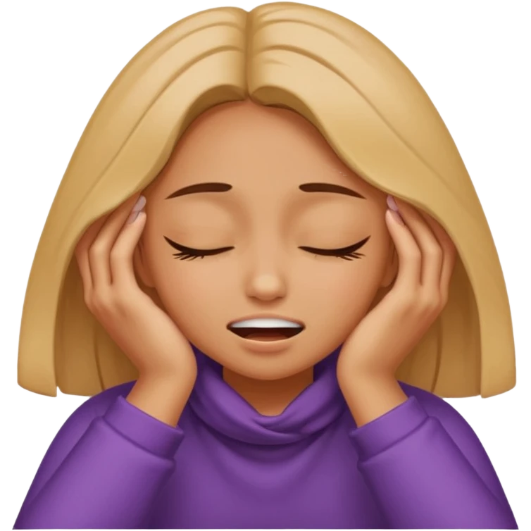 a girl squeezing her eyes shut with her arms around her neck gritting her teeth emoji