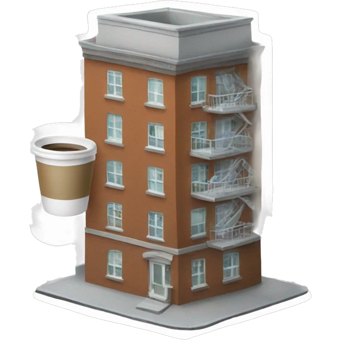 apartment building drinking a cup of coffee emoji