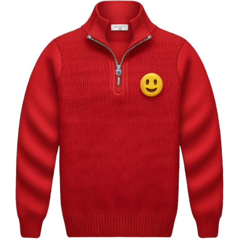 red knitted quarter zip with the knitting visible no emojis emoji