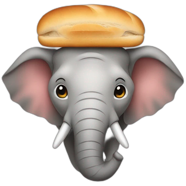 An smiley with an elephant nose and a bread on the head emoji