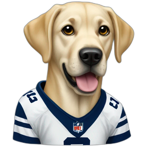 yellow labrador with dallas cowboys jersey emoji