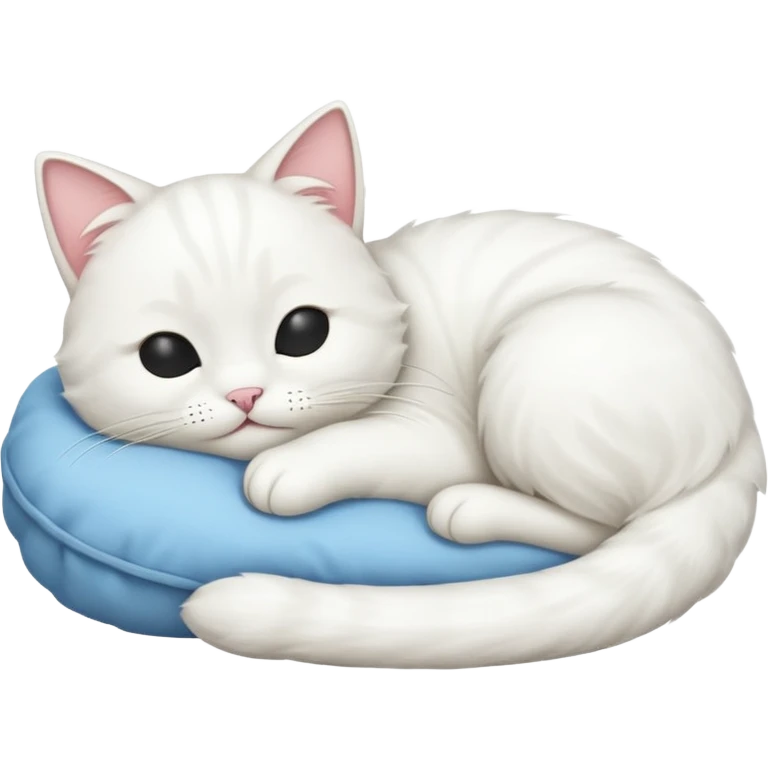 emoji of white napping cat with a tail hanging down emoji