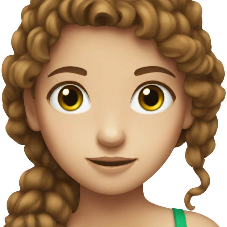 girl with brown hair, green eyes, freckles and is pretty emoji