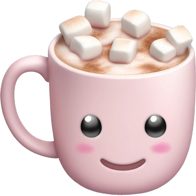Light Pink mug of hot chocolate with marshmallows  emoji