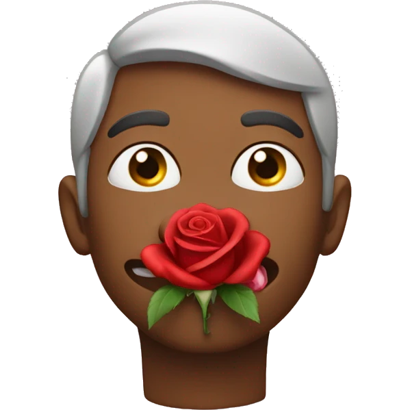hold a rose on mouth  emoji