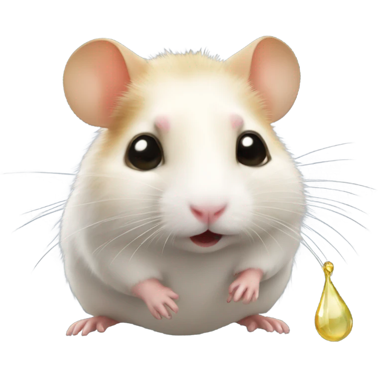 Hamster with a tesr drop emoji