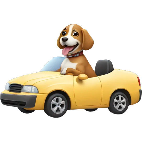 Dog riding a car emoji