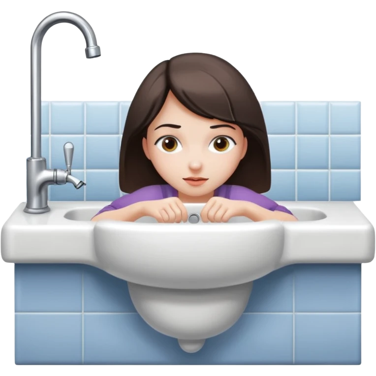 Girl bent over bathroom sink emoji