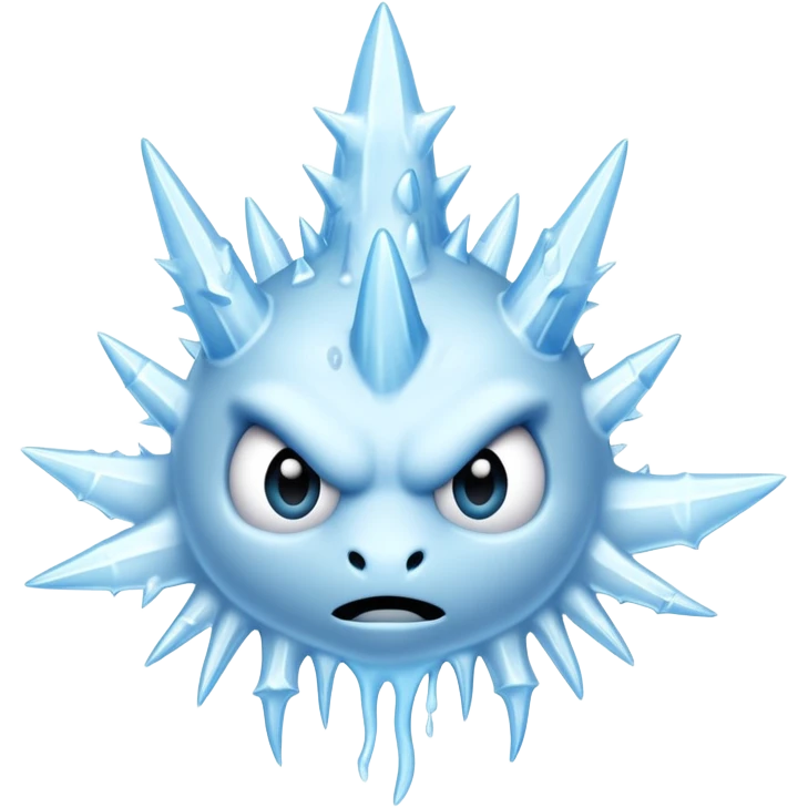 an ice very fast flyng creature with cold dripping from its nose and frozen spikes emoji