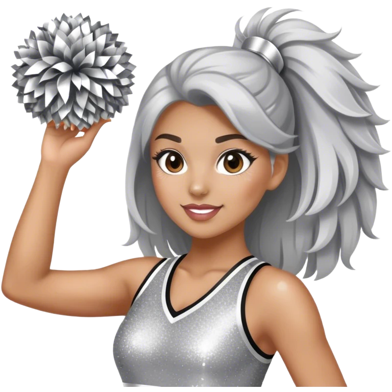 Cheerleader with Pom Pom’s wearing all silver and glitter emoji