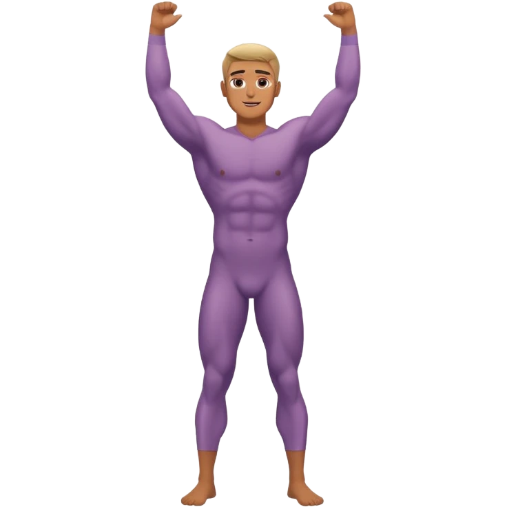 fullbody naked fit nude man hands up emoji