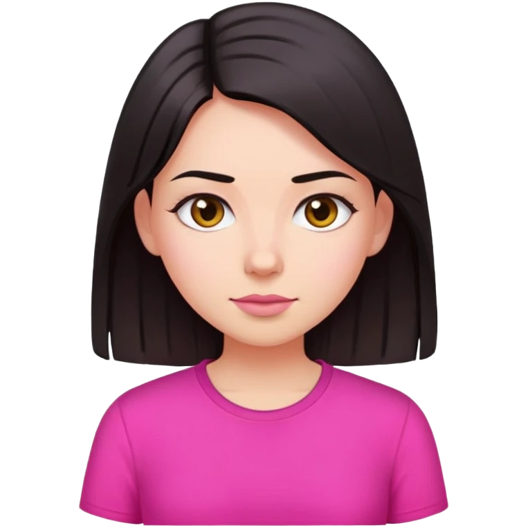 Girl with dark straight hair  wearing a hot pink shirt  emoji