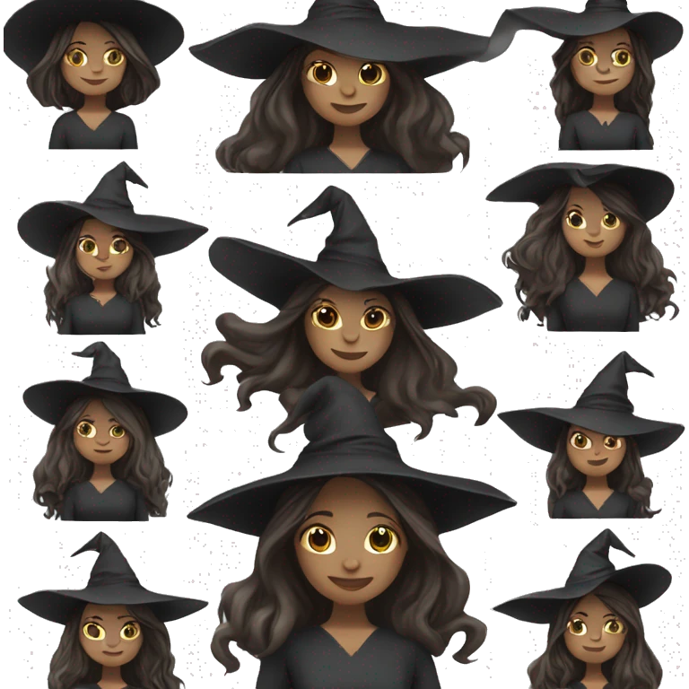 witch on a broom dark long hair white skin emoji
