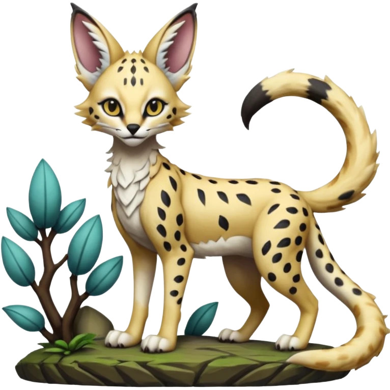 Epic complex detailed aesthetic-scenic-Fakémon-Trico-Sergal-Serval-Vernid-creature emoji