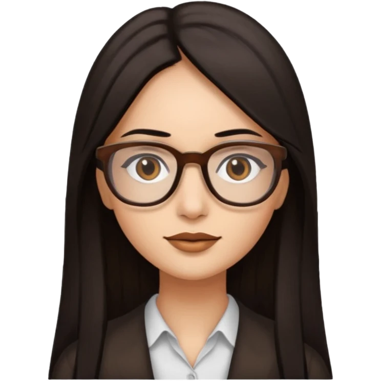 Cabelo preto liso olhos castanho cor da pele parda óculos mulher cabelos compridos emoji