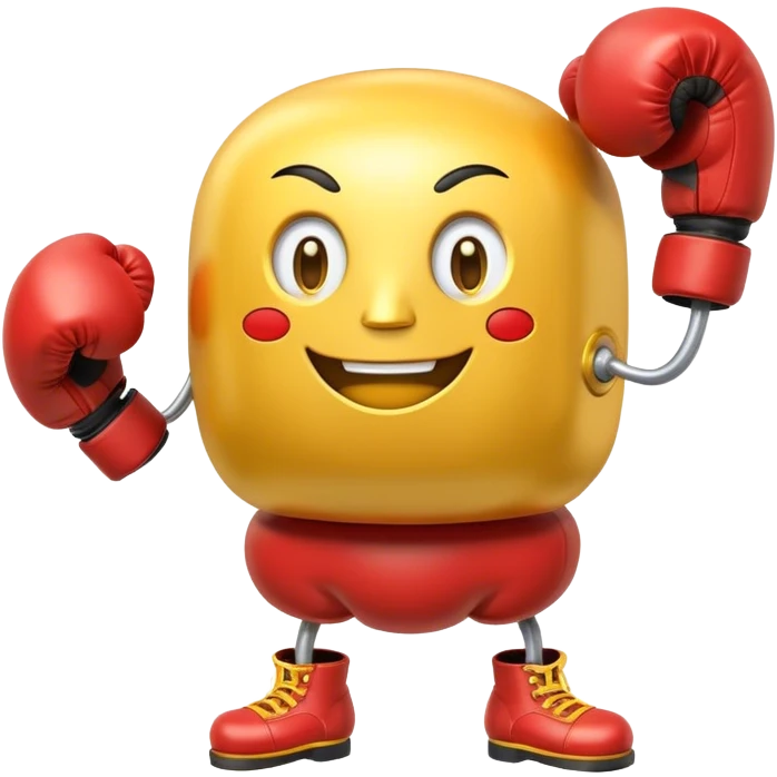A cartoon-style anthropomorphic train with boxing gloves emoji