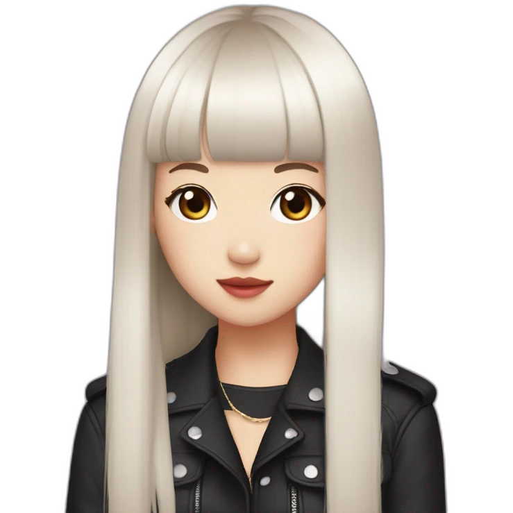 Lisa from blackpink with dark hair emoji