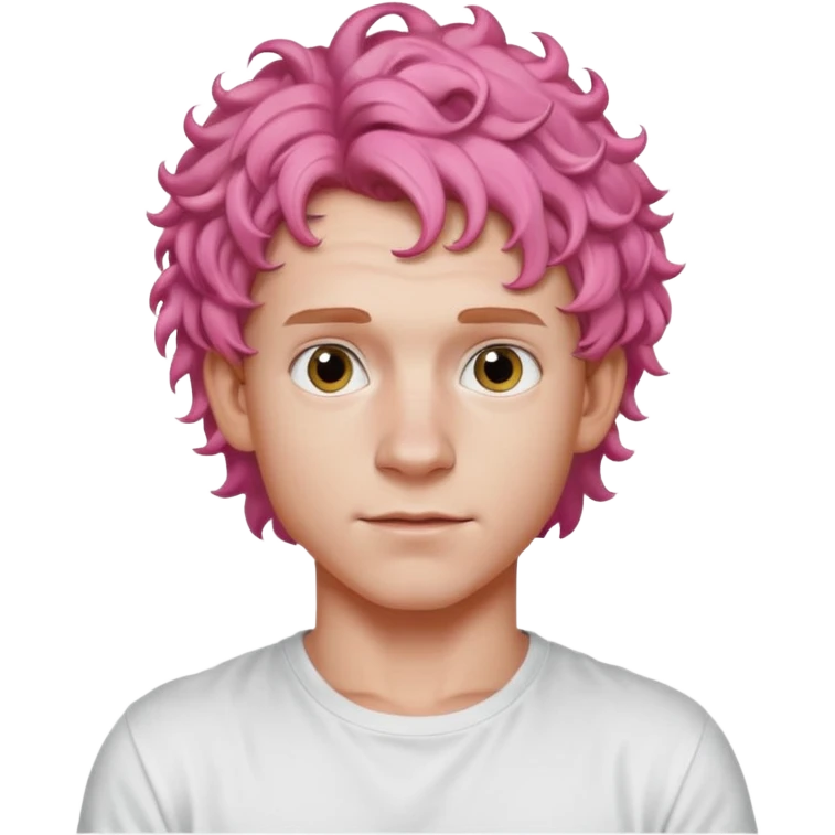 tom holland with pink curly hair emoji