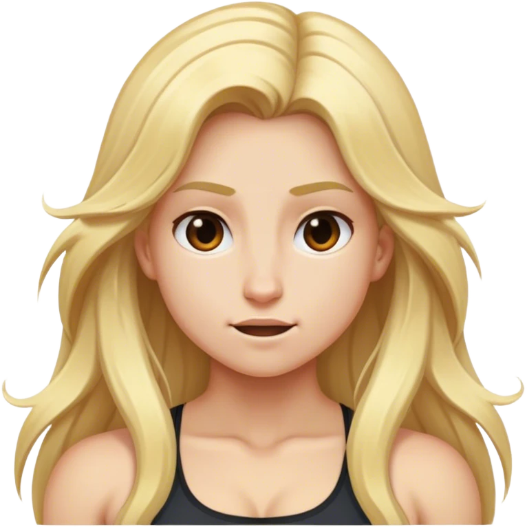 Pumped-up forms blonde long hair with realistic  emoji