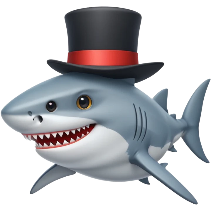 Shark with a top hat emoji