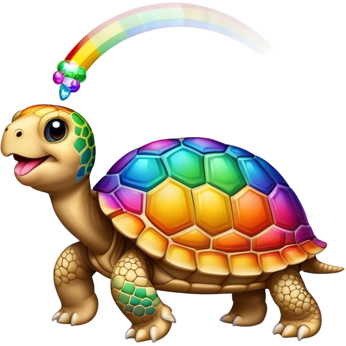 Rhinestone Tortoise sticking its tongue out in a rainbow  emoji