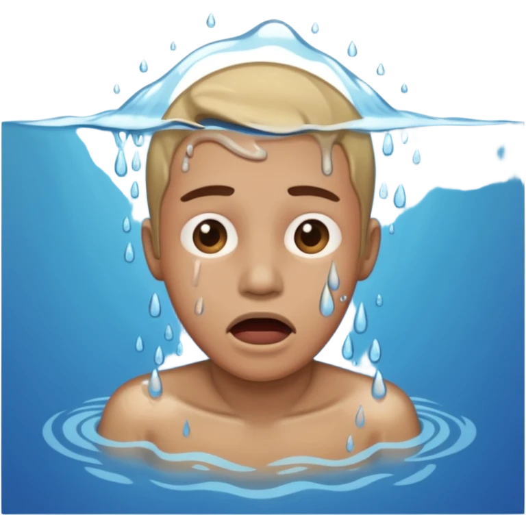 Tête qui se noit dans l’eau avec l’eau qui monte jusqu’à la bouche emoji