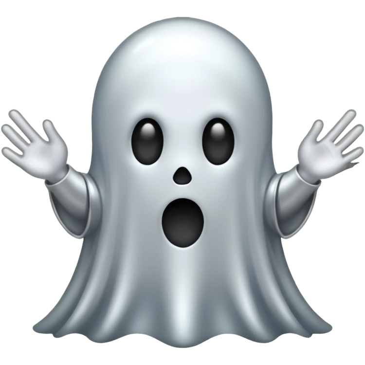 A ghost made out of chrome emoji