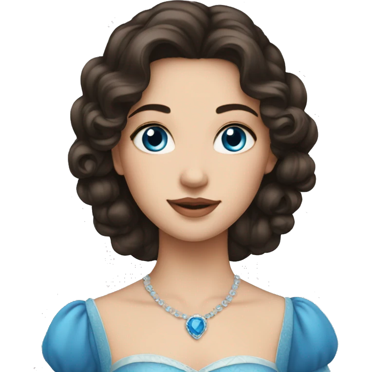 a princess with really dark brown haired with blue eyes emoji