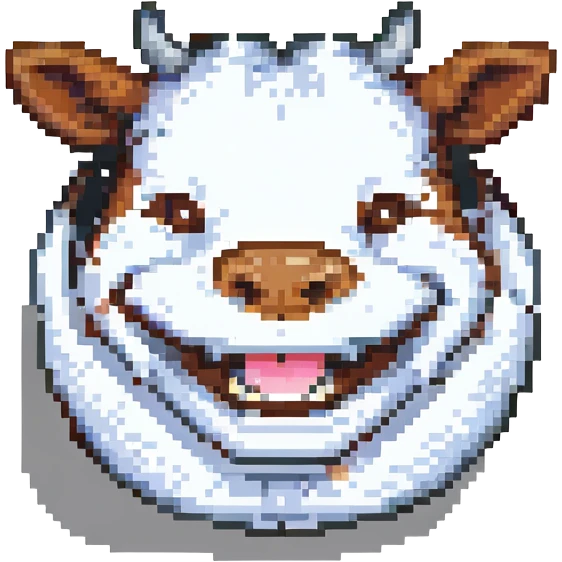 cow smiling widely showing big teeth emoji