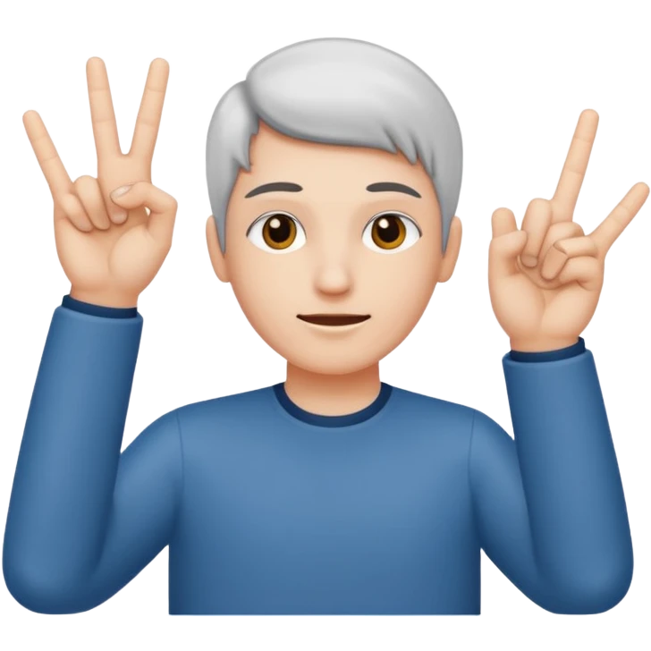 créer un emoji avec le signe de jul : c’est deux main côte à côté avec l’index et le majeure de levé emoji