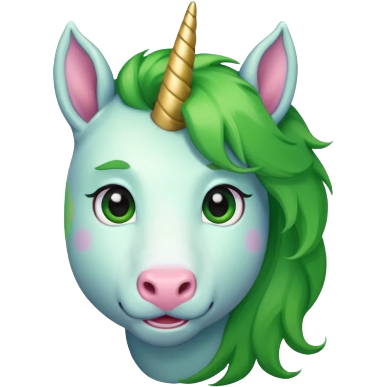 unicorn face cute and green haired and bearded emoji
