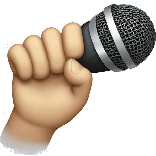 A hand with a 13 written on it holding a microphone emoji