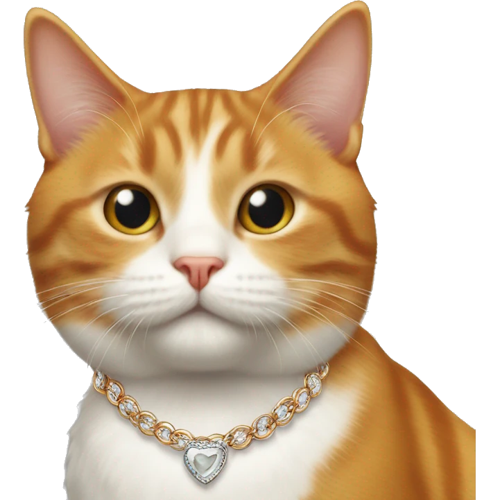 ginger and white cat wearing a necklace  emoji