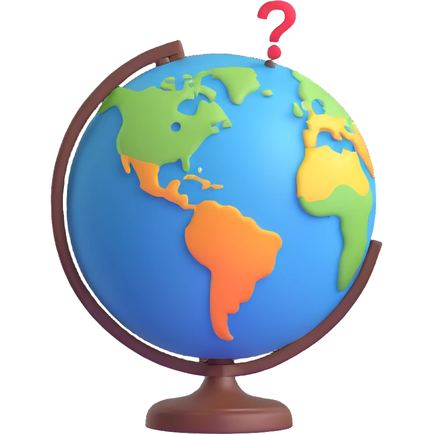 globe with quiz elements like question marks emoji