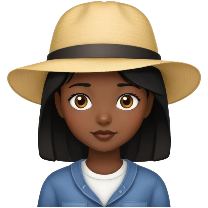 short black haired girl with hat emoji