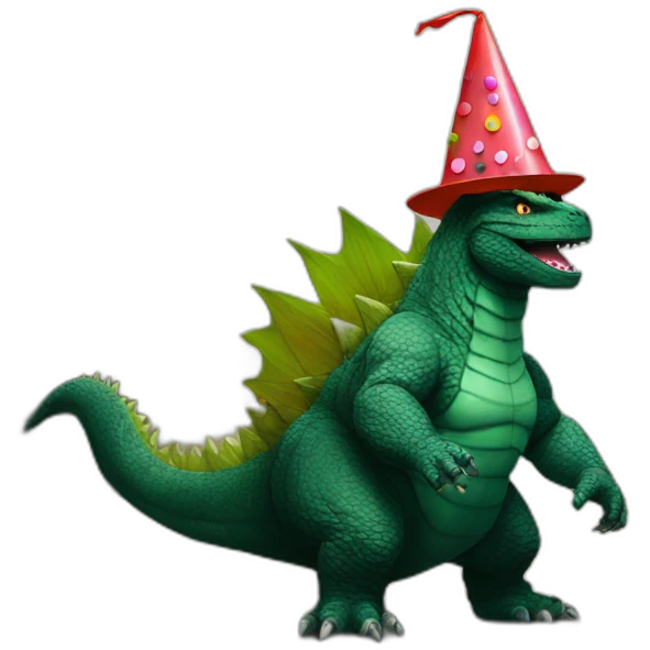 Godzilla with Party hat emoji