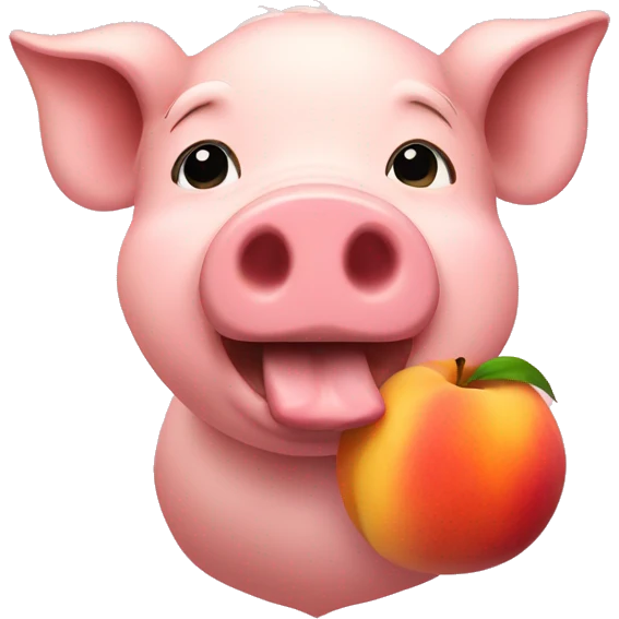 a pig eating a peach emoji