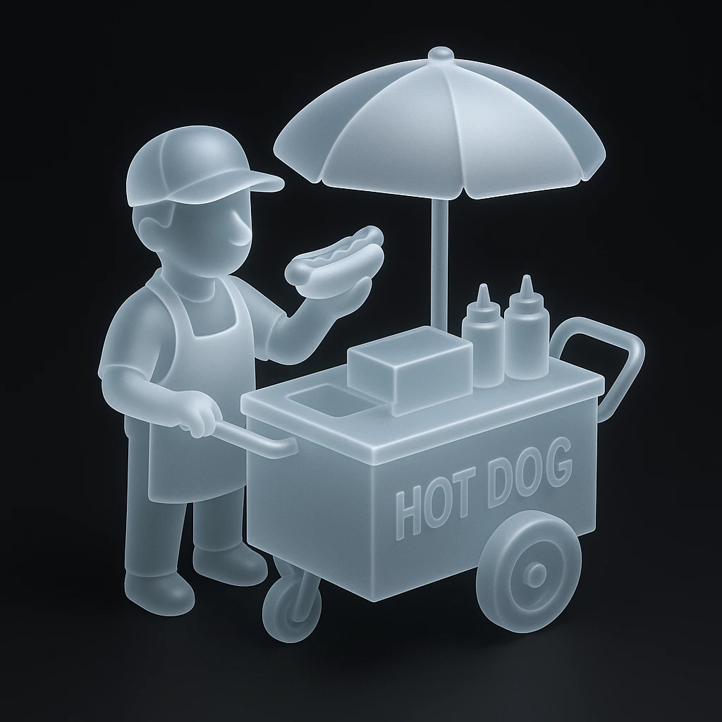 hotdog seller in New York with cart emoji
