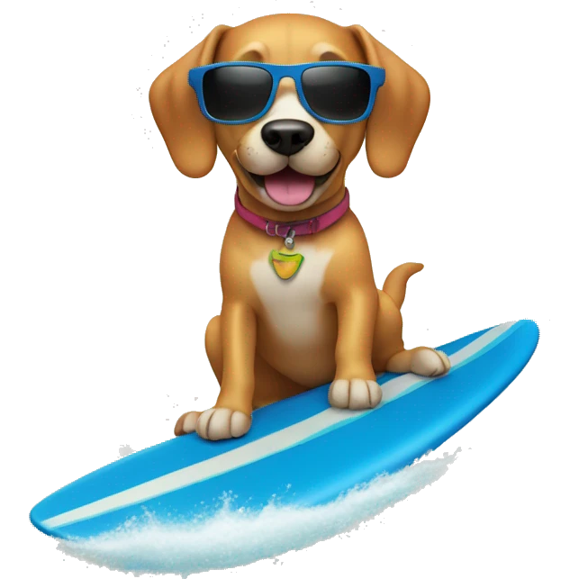 Dog with sunglasses surfing emoji