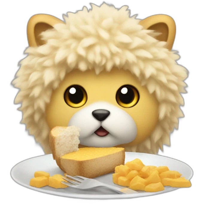 Fluffy eating lunch emoji