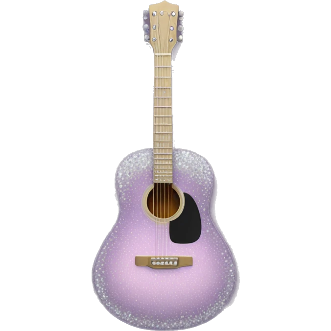 Realistic pastel purple acoustic guitar with sparkly shiny diamonds on it. emoji