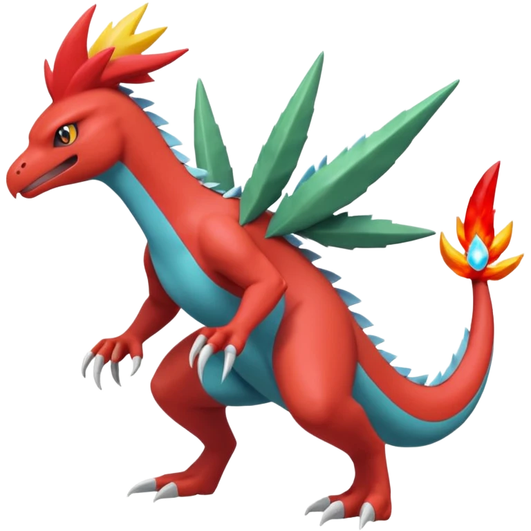 Sceptile-Inteleon-Blaziken-Salamence-Fakémon-fusion (full body) emoji