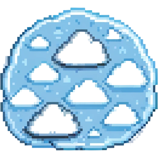 pixel art style cloud, fluffy and rounded, light blue and white emoji