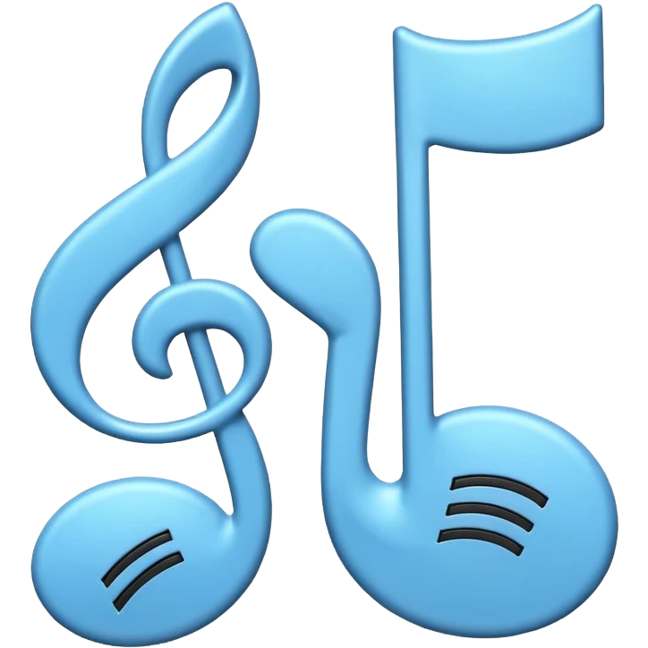 Emoji-style music note with two smaller music notes, rounded and playful, soft shading - playing music on repeat emoji