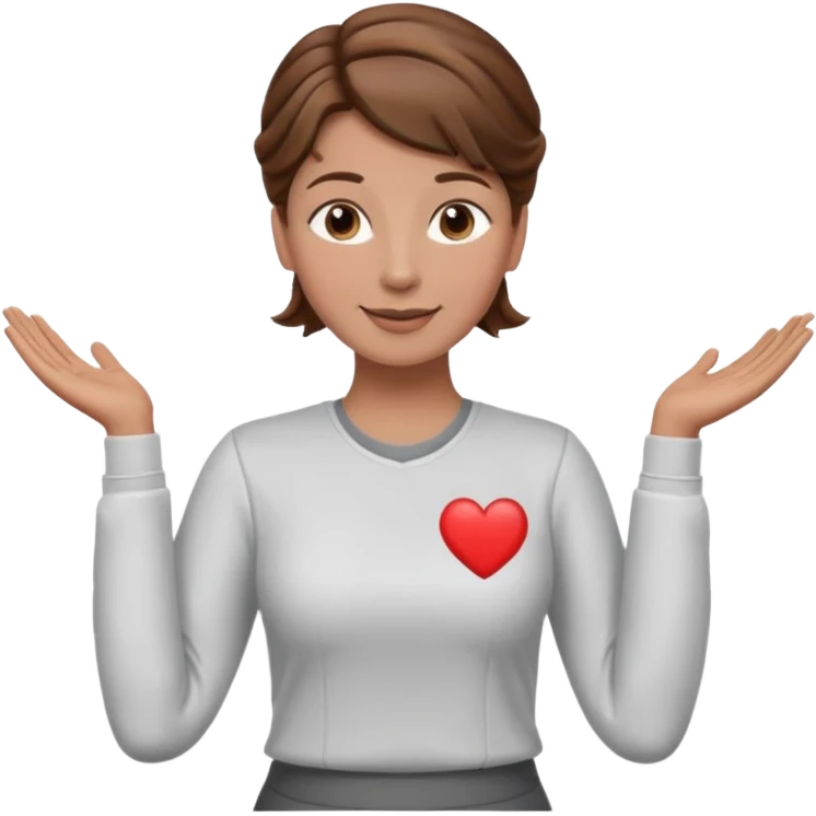 happy teacher standing up brown hair updo, CPR long sleeve top emoji