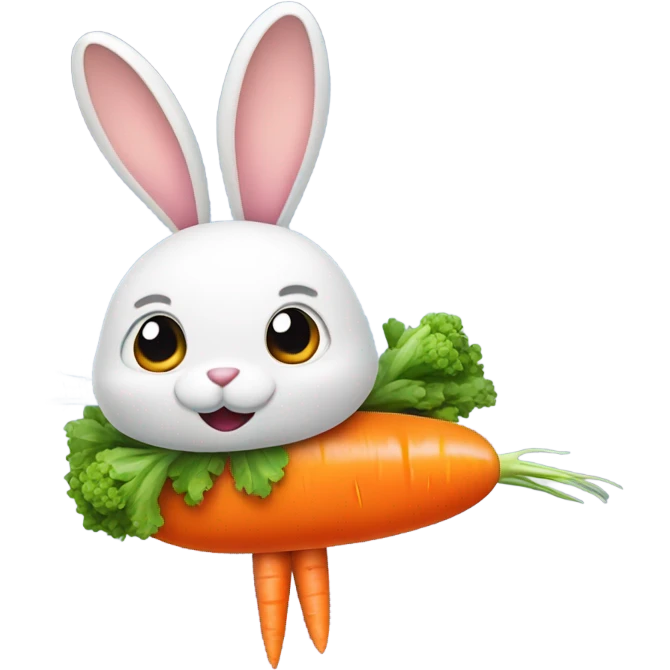 Rabbit flying on a carrot spaceship emoji