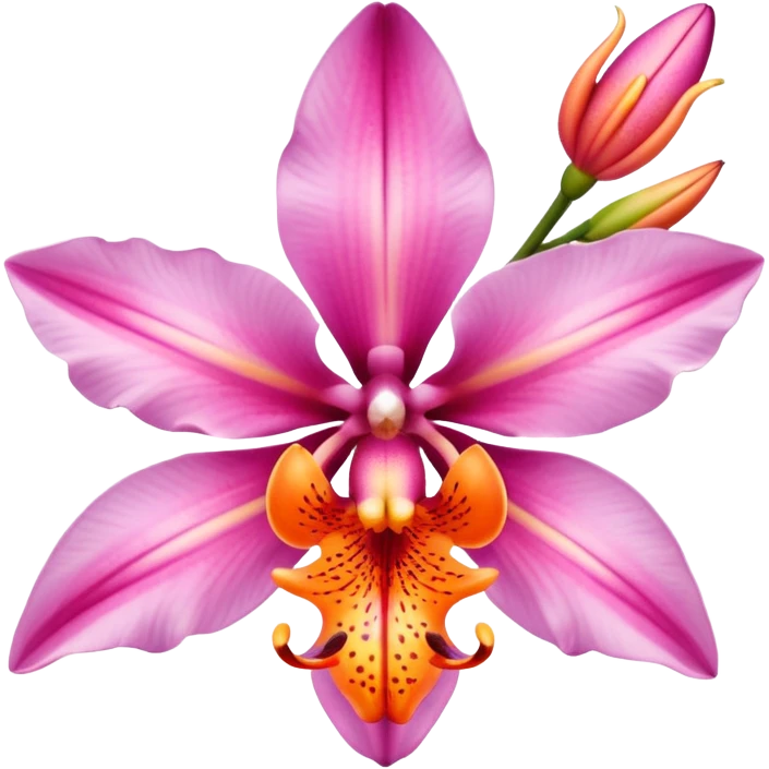 pink and orange orchid and oriental lily flower emoji