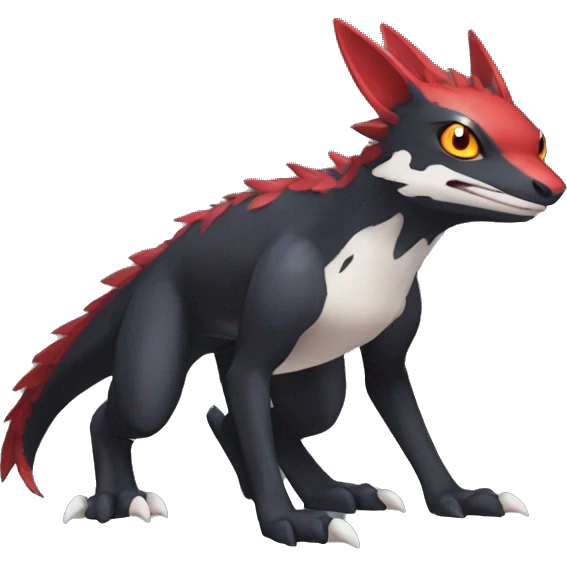 Cute cool black red nargacuga animal hybrid Fakemon full body emoji