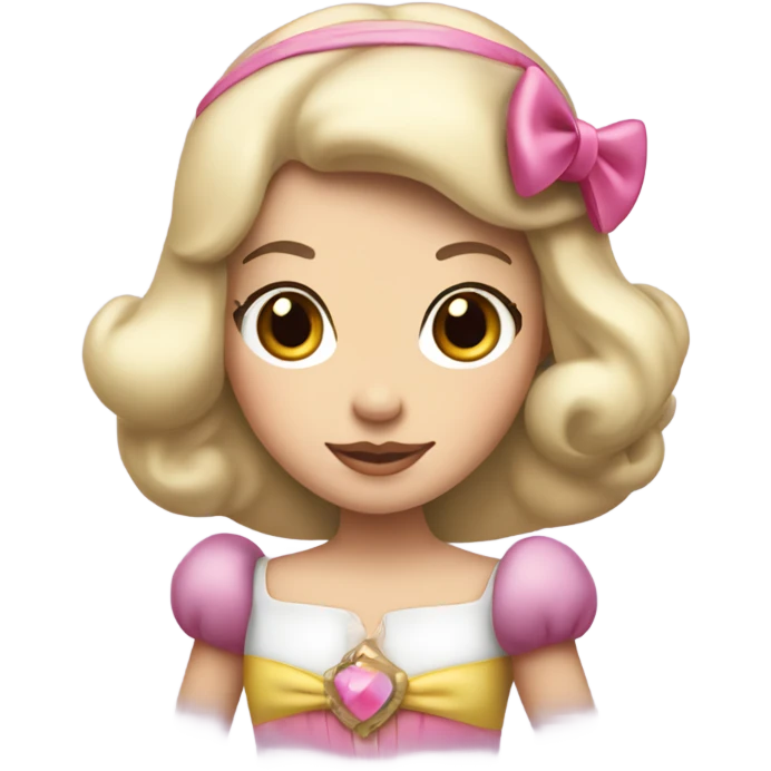 princess Snow White, medium brown, with a big pink bow on head emoji